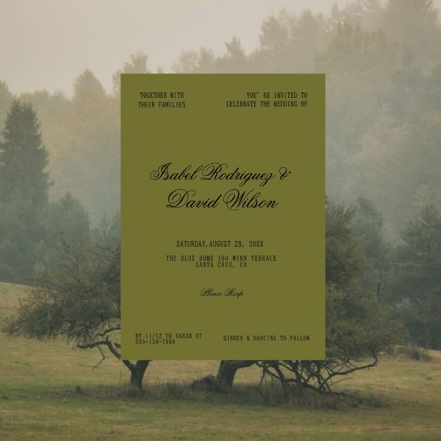 Invitación Elegant Olive Green Classic Wedding (Subido por el creador)