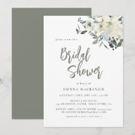 Invitación Elegant Olive Green Delicate Floral Bridal Shower