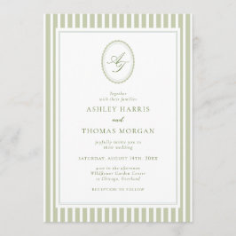 Invitación Elegant Olive Green Monogram Wedding Invitation