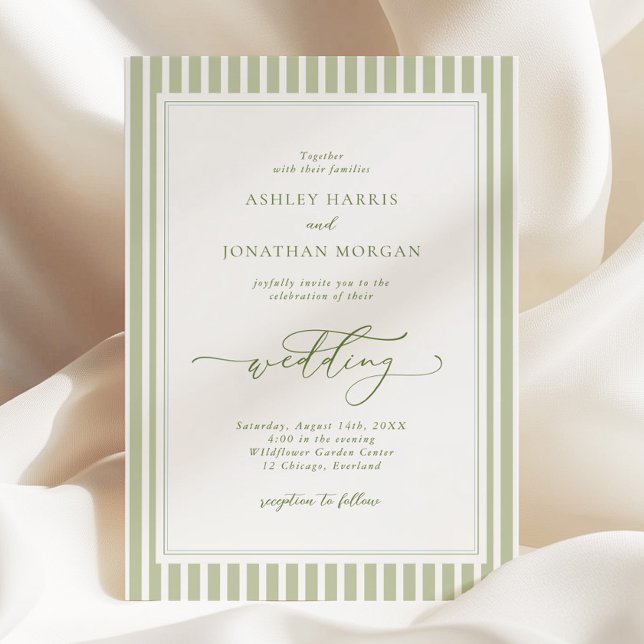 Invitación Elegant Olive Green Wedding Invitation (Subido por el creador)