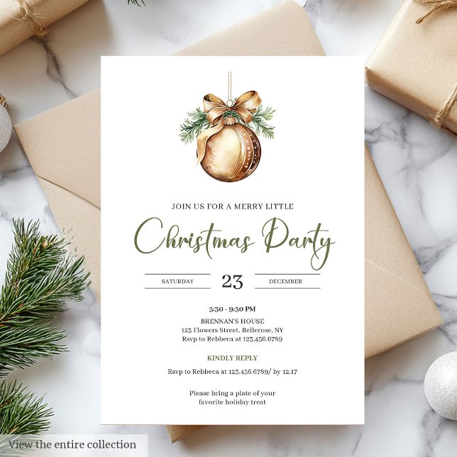 Invitación Elegant Olive Nordic Natural Palette Modern Xmas (Elegant Olive Nordic Natural Palette Modern Christmas Party)