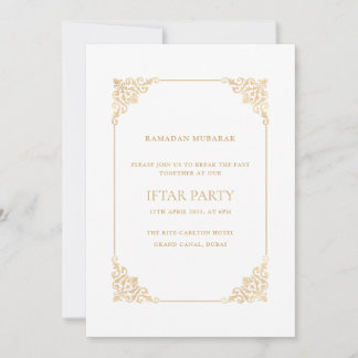 Invitación Elegant Ornate Baroque Gold Script Iftar Party