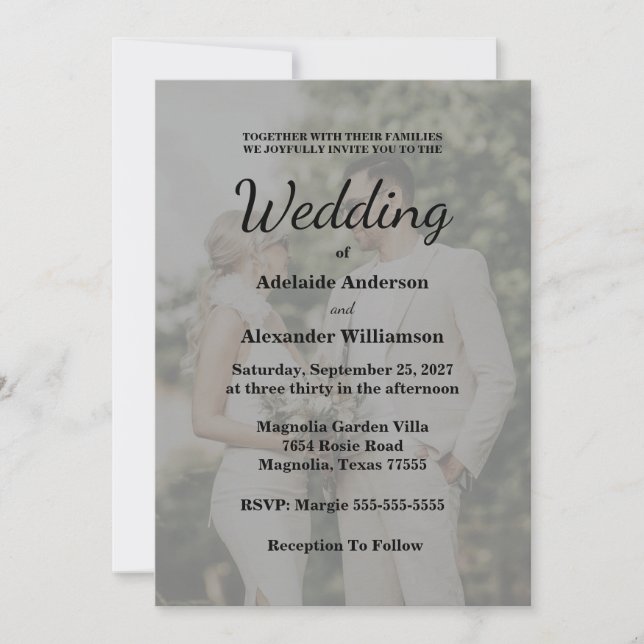 Invitación Elegant Overlay Photo Wedding (Anverso)
