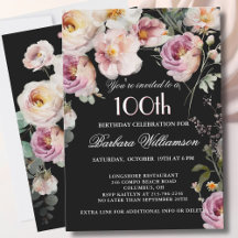 Elegant Painted Floral 100th Birthday Party