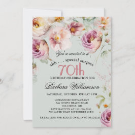 Invitación Elegant Painted Floral Surprise 70th Birthday 