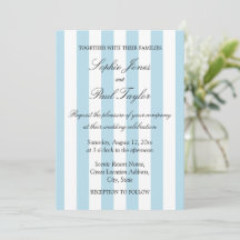 Elegant Pale Blue Stripes Wedding Invitation
