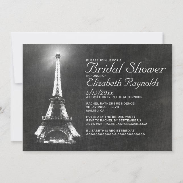 Invitación Elegant Paris Bridal Shower Invitations (Anverso)
