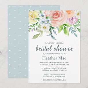 Invitación Elegant Pastel Flowers Floral Bridal Shower