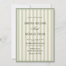 Invitación Elegant Pastel Green Striped Wedding