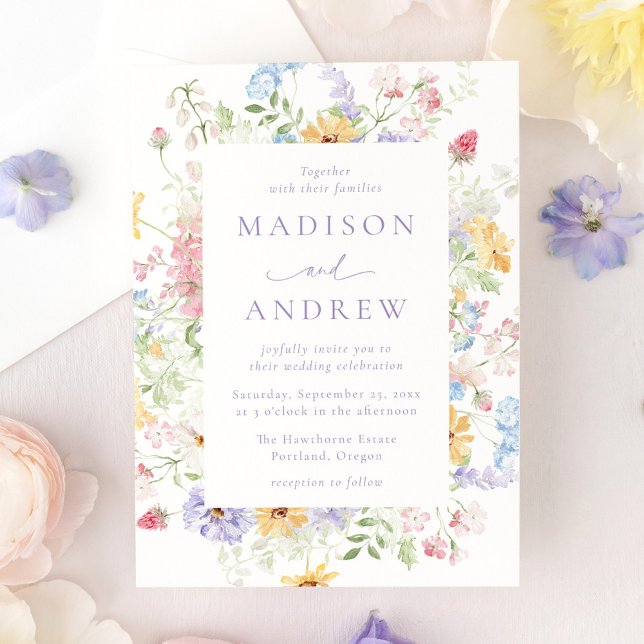 Invitación Elegant Pastel Wildflower Garden Wedding (Subido por el creador)