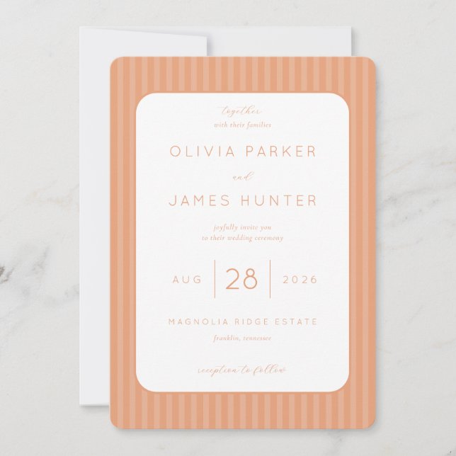 Invitación Elegant Peach Minimalist Wedding Invitation (Anverso)