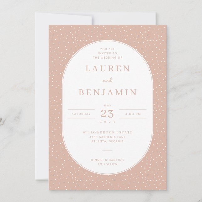Invitación Elegant Peach Polka Dots (Anverso)