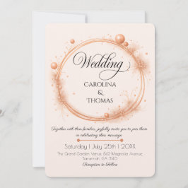Invitación Elegant Peach Sparkle Wedding Script Calligraphy