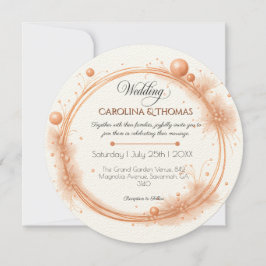Invitación Elegant Peach Sparkle Wedding Script Calligraphy