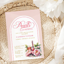 Invitación Elegant Pearls and Prosecco Bridal Shower Card