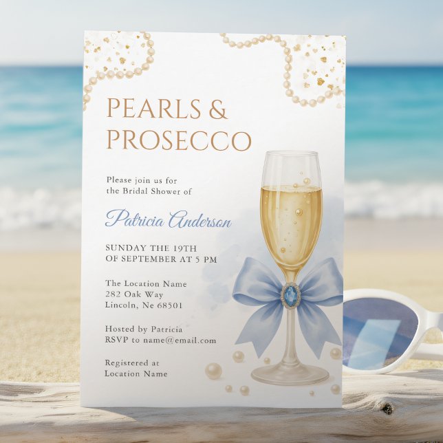 Invitación Elegant Pearls & Prosecco Bridal Shower Invitation (Subido por el creador)
