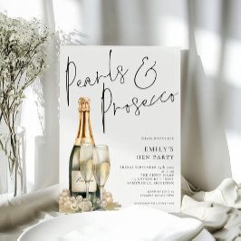 Invitación Elegant Pearls Prosecco Hen Fiesta