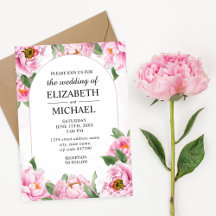 Elegant Peony Minimalist Chic Wedding Invitation