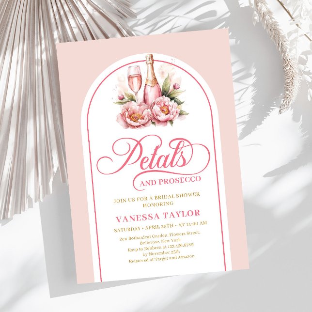 Invitación Elegant petals and prosecco blush gold celebration (Elegant petals and prosecco blush gold celebration)