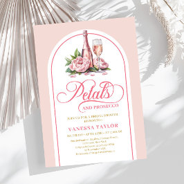 Invitación Elegant petals and prosecco bridal blush gold