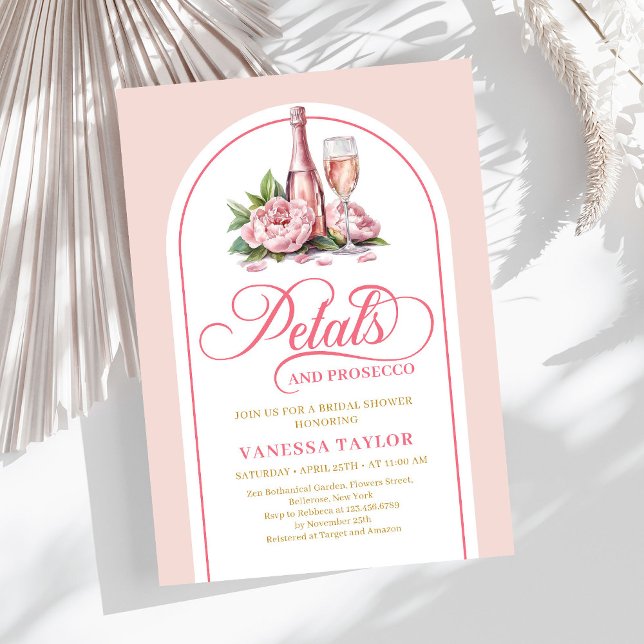 Invitación Elegant petals and prosecco bridal blush gold (Elegant petals and prosecco bridal blush gold Invitation)