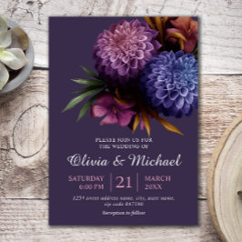 Invitación Elegant Photo Dahlia Minimalist Wedding Invitation