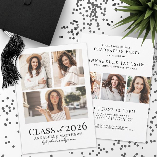 Invitación Elegant Photo Graduation Party (Elegant Simple Photo Graduation Party Invitation)