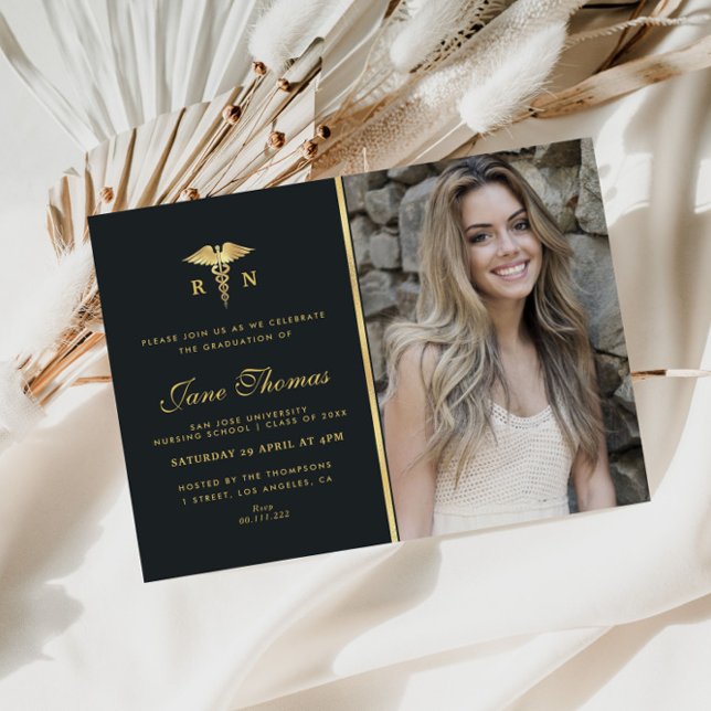 Invitación Elegant photo Nursing school graduation party (Subido por el creador)