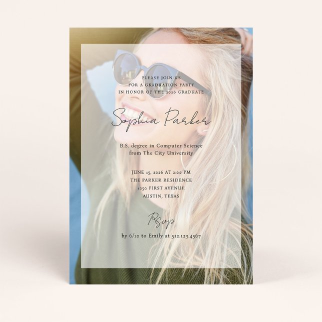 Invitación Elegant Photo Overlay | Graduation Party (Subido por el creador)