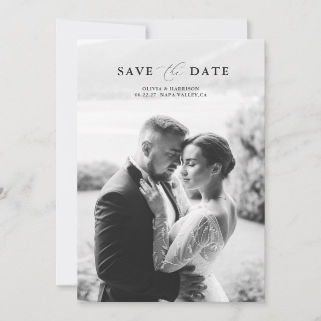 Invitación Elegant Photo Wedding Save the Date (Anverso)