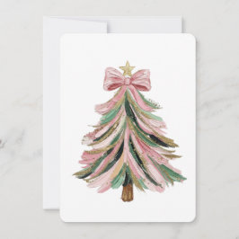 Invitación Elegant Pink and Green Brushstroke Christmas