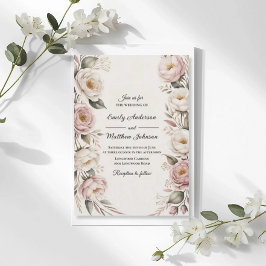 Invitación Elegant Pink and Ivory Floral Wedding Invitation