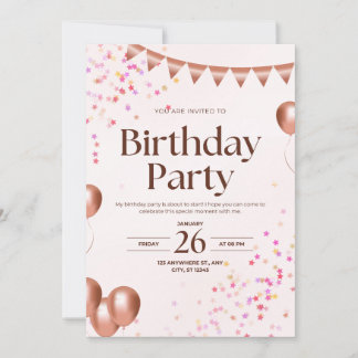 Invitación Elegant Pink Birthday Party Invitation Card