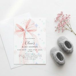 Invitación Elegant Pink Bow Baby Shower Invitation