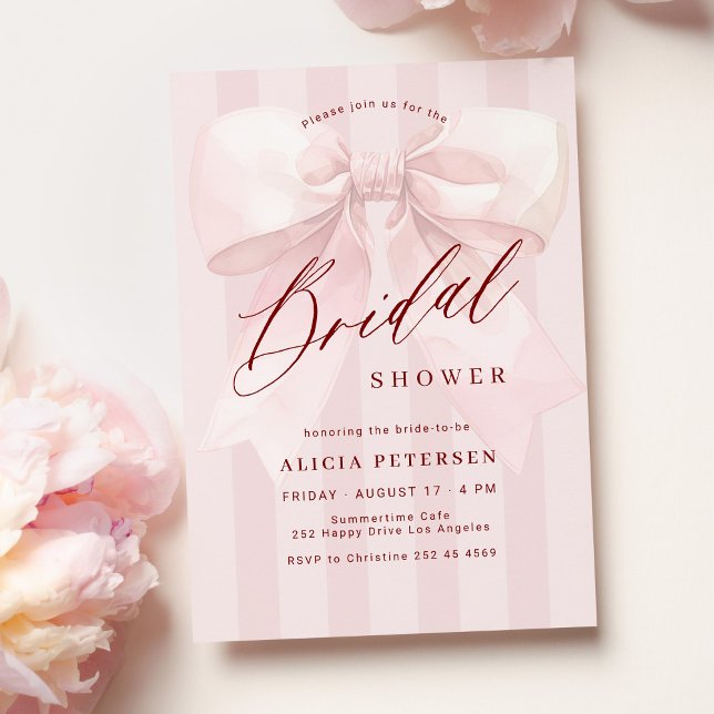 Invitación Elegant pink bow bridal shower (Subido por el creador)