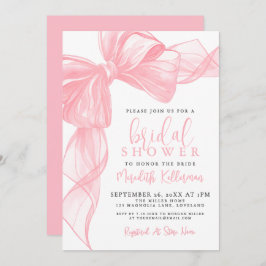 Invitación Elegant Pink Bow Bridal Shower