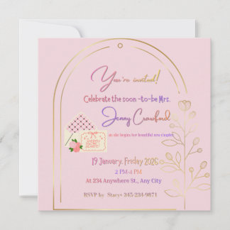 Invitación Elegant Pink Bridal Shower Invitation | Modern Gol