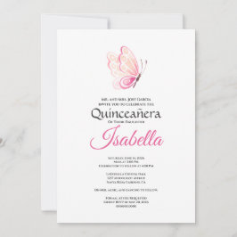Invitación Elegant Pink Butterfly Quinceanera 15th Birthday