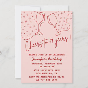 Invitación Elegant Pink Cheers Champagne 49 cumpleaños