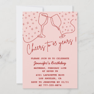 Invitación Elegant Pink Cheers Champagne Cumpleaños 43