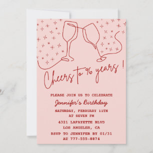 Invitación Elegant Pink Cheers Champagne cumpleaños 96