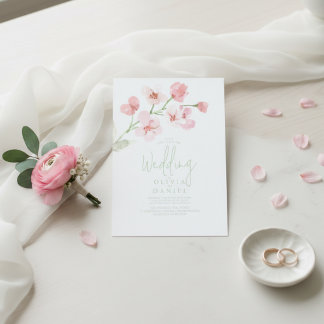 Invitación Elegant Pink Cherry Blossom Watercolor Wedding 