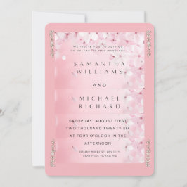 Invitación Elegant Pink Cherry Blossom Wedding Invitation - C