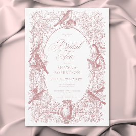 Invitación Elegant Pink Chinoiserie Nature Birds Bridal Tea