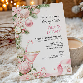 Invitación Elegant Pink Christmas Girls Night Invitation 
