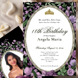 Invitación Elegant Pink Floral 18th Birthday Debut
