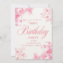 Invitación Elegant Pink Floral Birthday Invitation