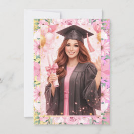 Invitación Elegant Pink Floral Graduation Party Invitation