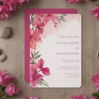 Invitación Elegant Pink Floral Watercolor Wedding