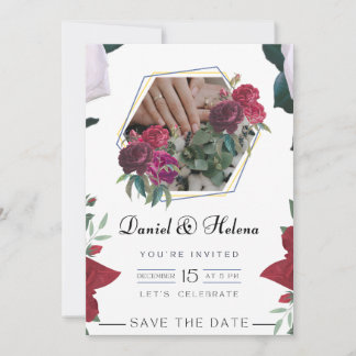 Invitación Elegant Pink Floral Wedding Invitation Custom Card